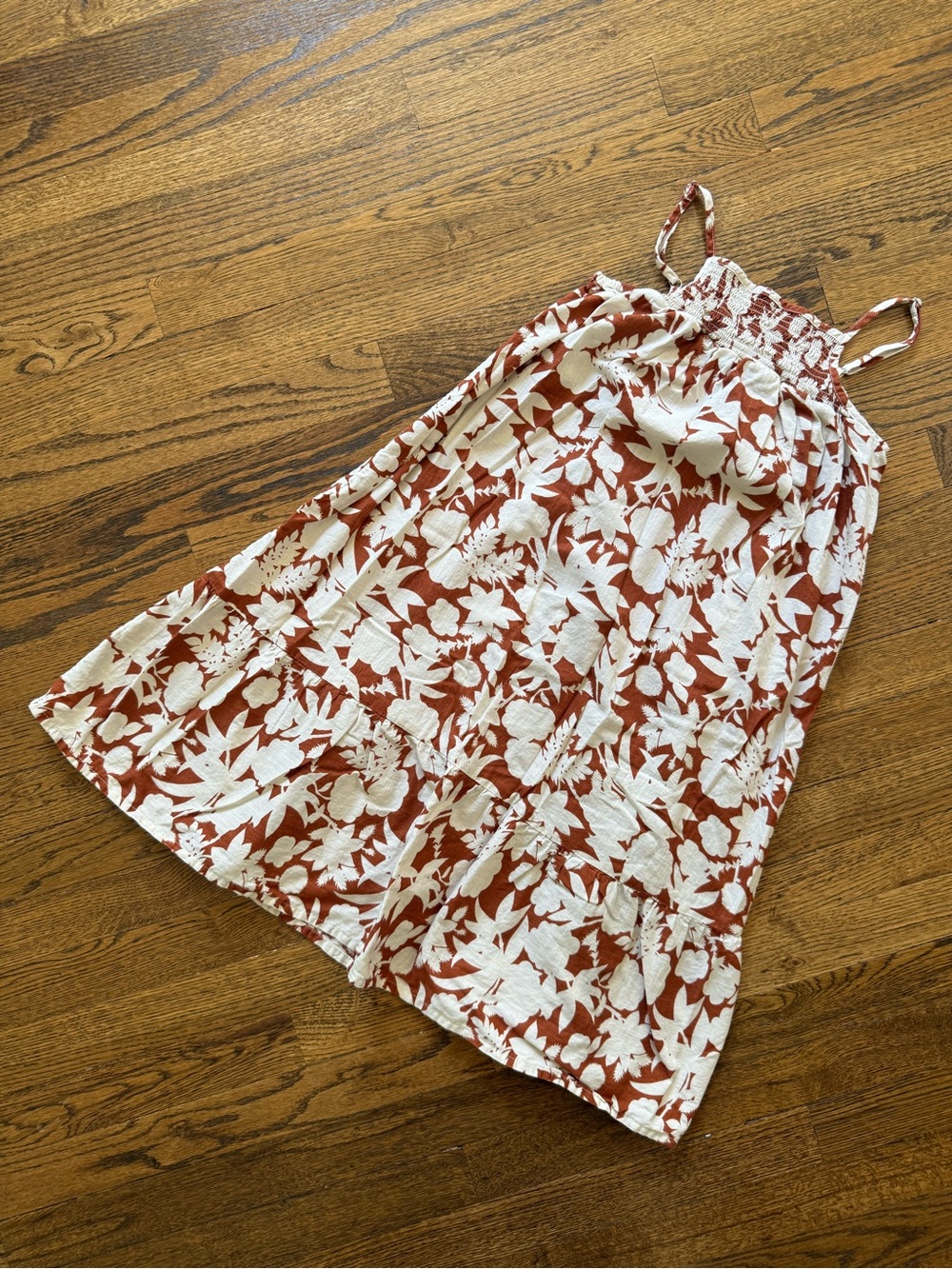 Cat & Jack Rust and White Floral Smocked Sundress